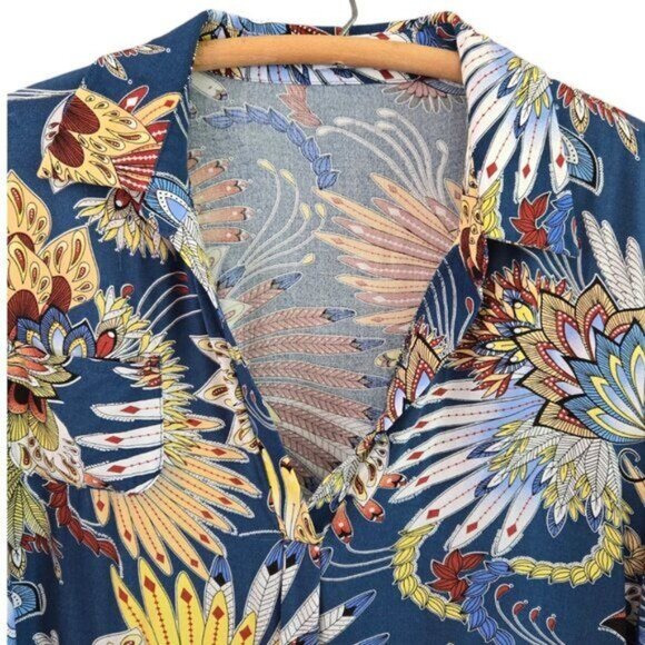 Ekouaer Womens Floral Button-Down Blouse 3/4 Sleeves Lightweight Casual Top Boho - Picture 3 of 6